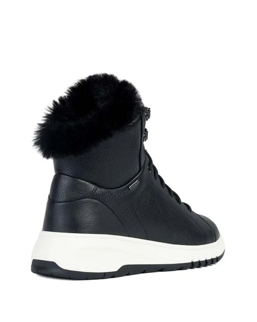 Geox Blue Aerantis 4X4 Abx Lace-Up Fur-Trimmed Boots