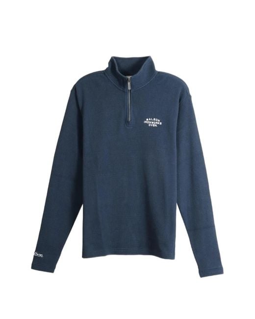 Malbon Golf Blue Flyer Waffle-Knit Logo-Print Jacket for men