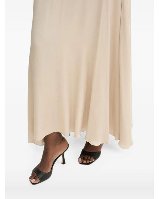 Haveone Natural Satin-Finish Flared Maxi Skirt