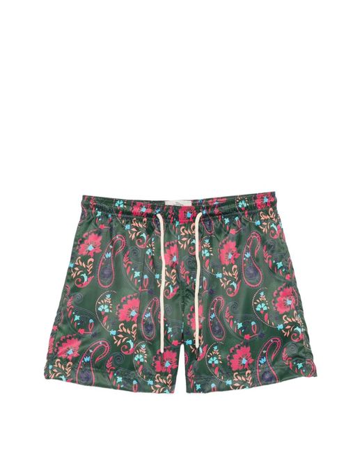 Peninsula White Paisley-Print Drawstring Swim Shorts for men