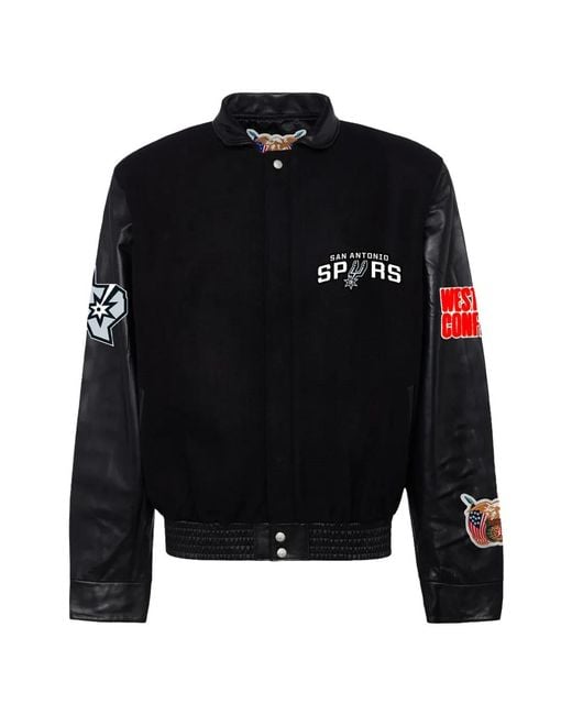 Jeff Hamilton Black San Antonio Spurs Logo-Patch Bomber Jacket for men