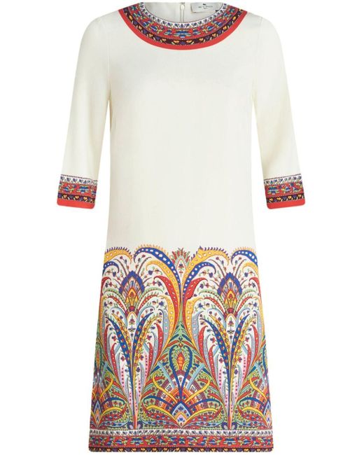 Etro White Kleid mit Paisley-Print
