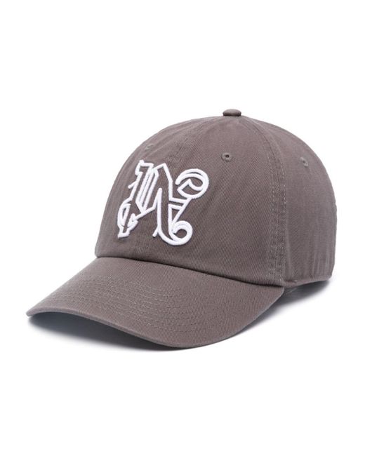 Cappello da baseball con ricamo monogramma di Palm Angels in Gray da Uomo