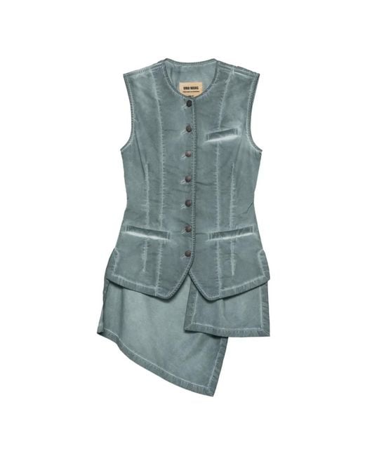 Uma Wang Blue Kirai Twisted-Back Waistcoat