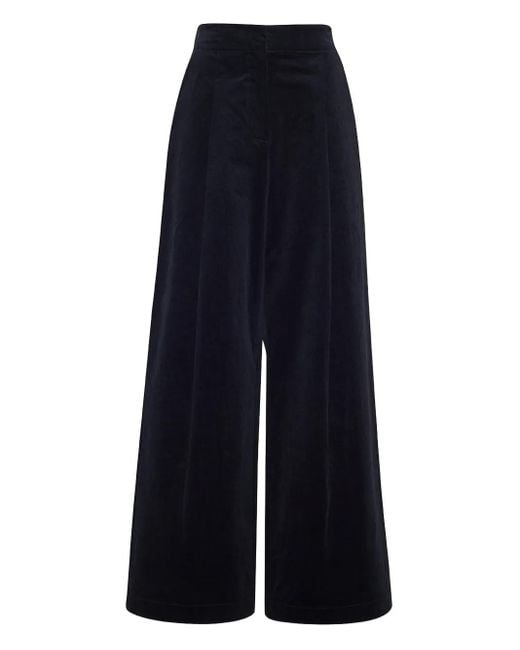 Cara Cara Blue Pleated Wide-Leg Trousers
