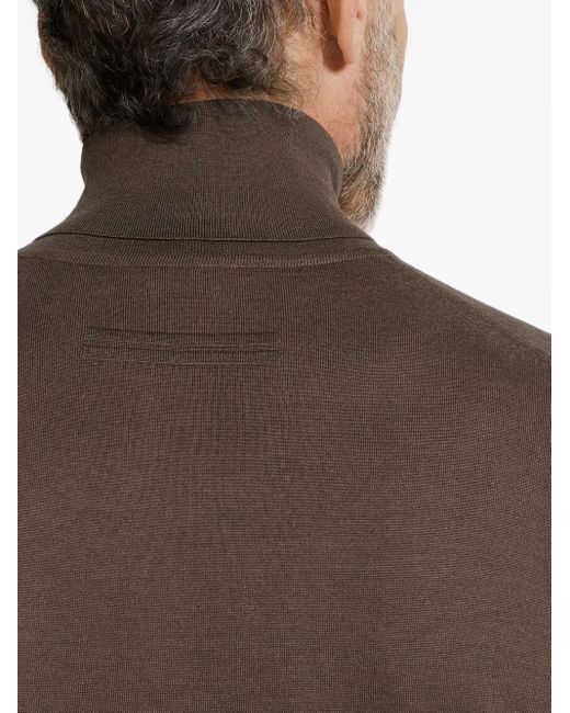 Zegna Rollkragenpullover aus Kaschmirgemisch in Brown für Herren