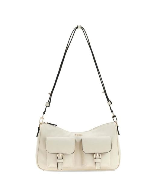 Guess Natural Kassie Buckle-Detail Flap-Pocket Shoulder Bag