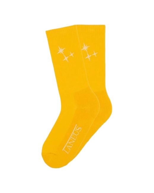 Laneus Yellow Star-Embellishment Socks