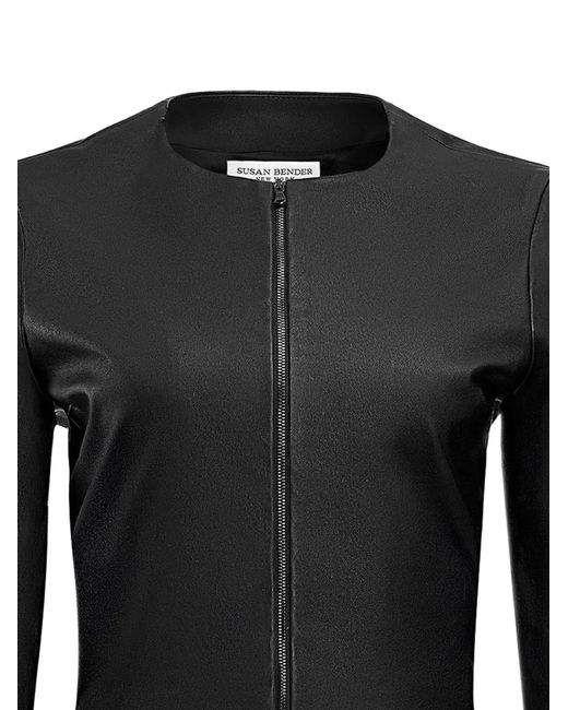 Susan Bender Black Cropped Leather Jacket