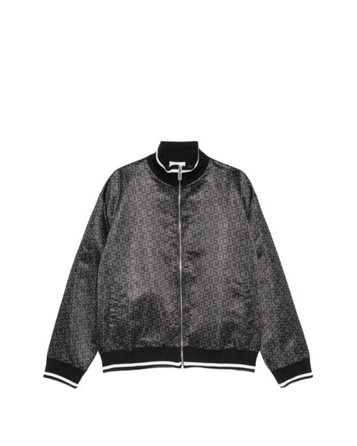 Gcds Black Full-Zip Nylon "Monogram Logo" Jacket for men