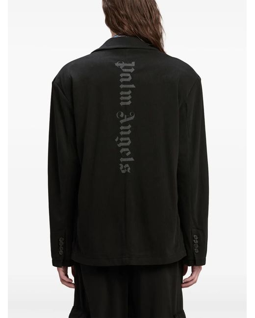 Palm Angels Black Single-Breasted Cotton Blazer for men