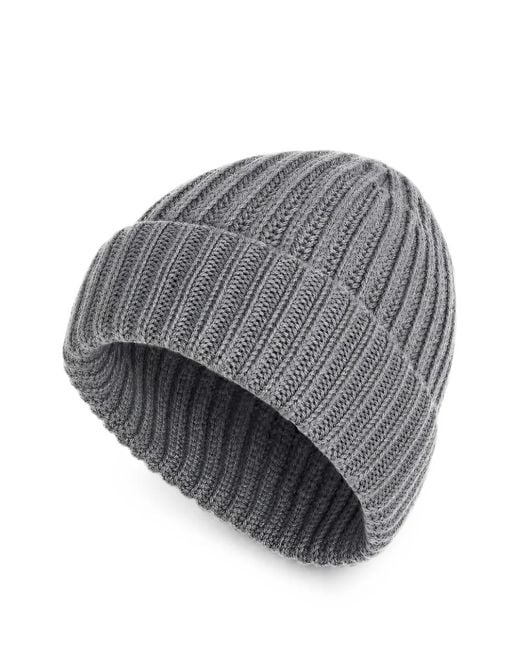 Malo Gray Ribbed-Knit Beanie Hat