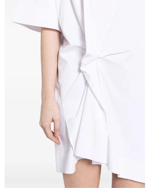 JNBY White Pleated Asymmetric Dress