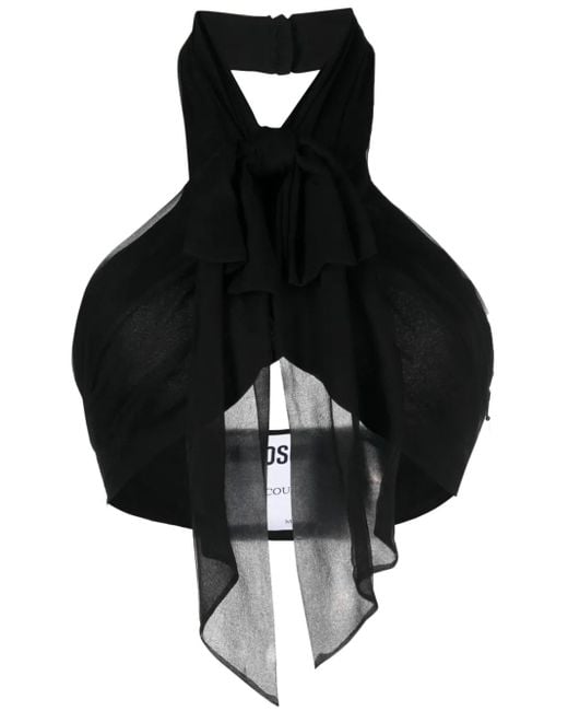 Haut Crop En Soie À Dos Nu Moschino en coloris Black