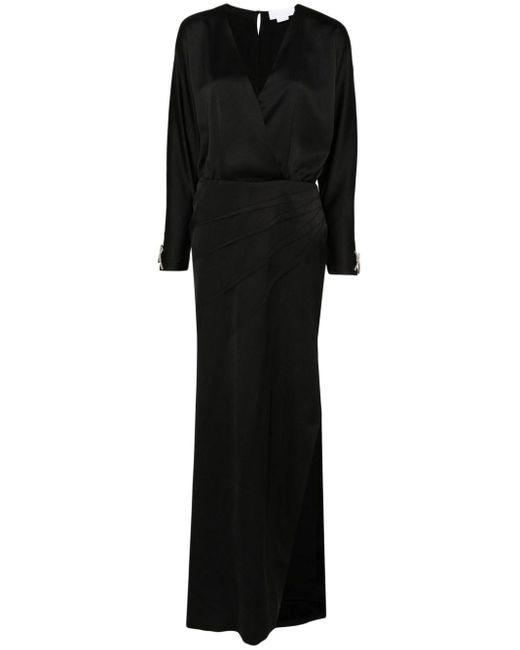 Satin maxi dress Genny de color Black