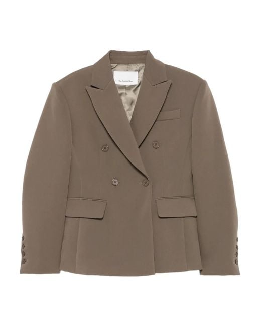 Frankie Shop Brown Doyer Peak-Lapel Double-Breasted Blazer