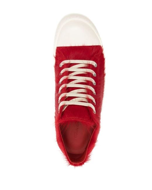 Fur-design sneakers Rick Owens en coloris Red