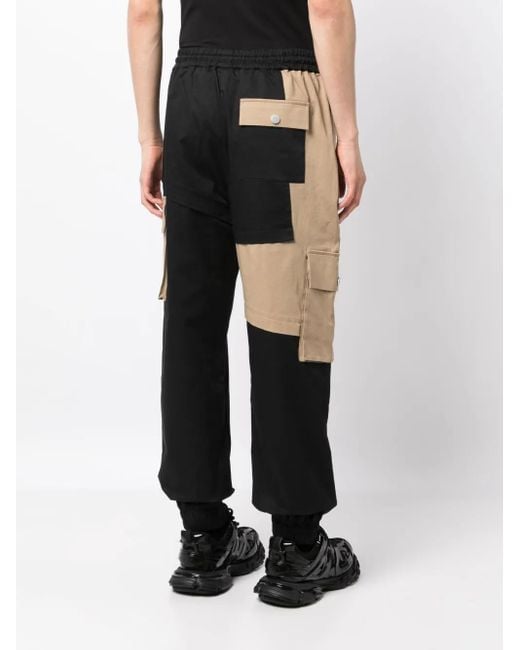 Feng Chen Wang Black Colour-Block Panelled Drawstring Trousers for men