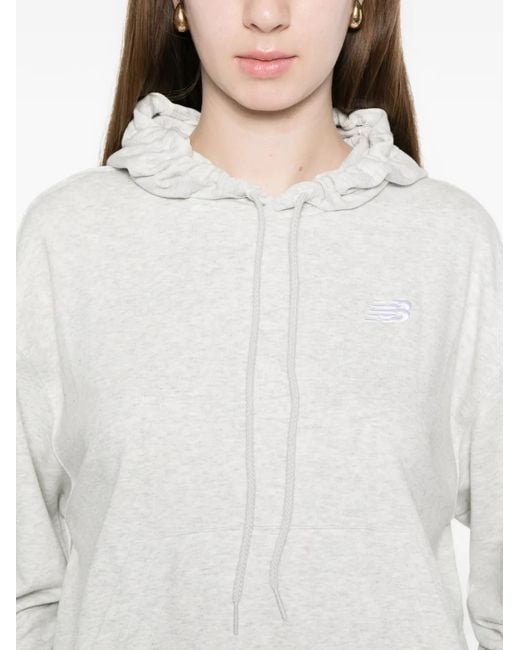 New Balance White Hoodie À Détail De Logo