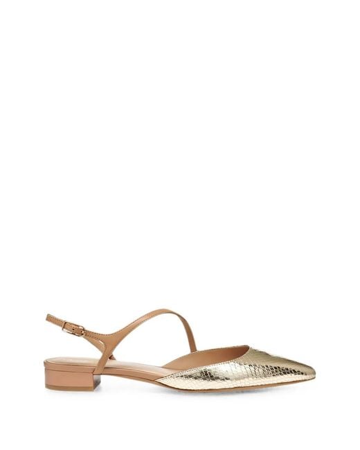 Geox White Giselda Snakeskin-Effect Slingback Shoes
