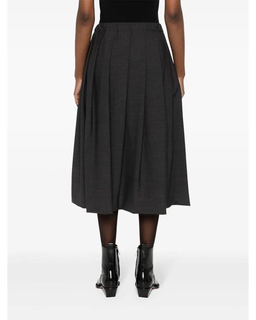 Fabiana Filippi Black Pleated Midi Skirt Skirts