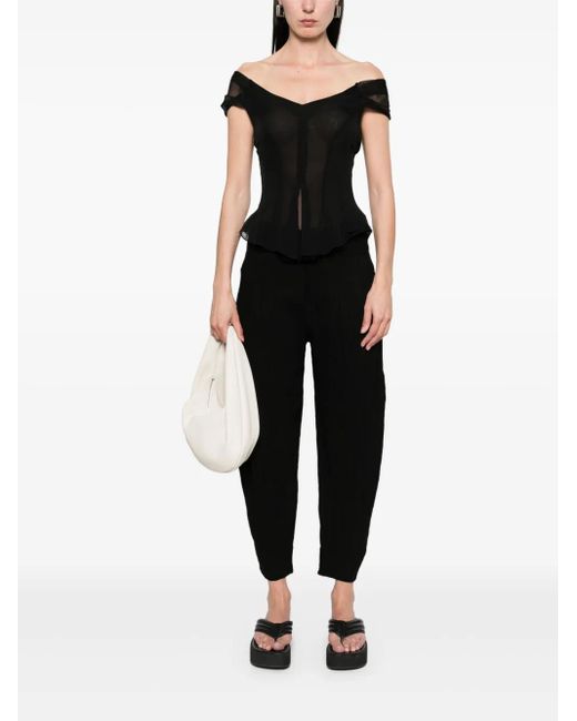 Transit Black Embossed-Effect High-Waist Trousers