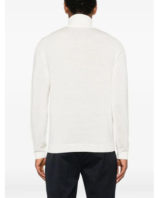 Roberto Collina White Turtleneck Ribbed-Cuffs Sweater for men