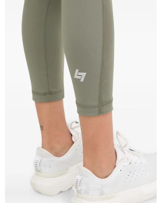 EA7 Green Logo-Print Drawstring-Waist Leggings