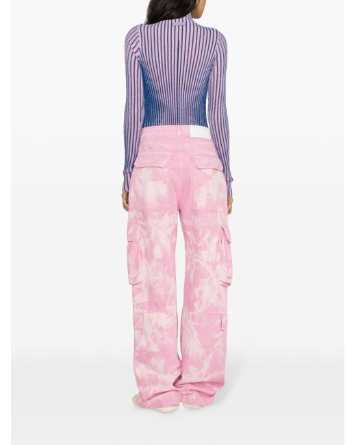 MSGM Pink Tie-dye Patterned Cargo Trousers