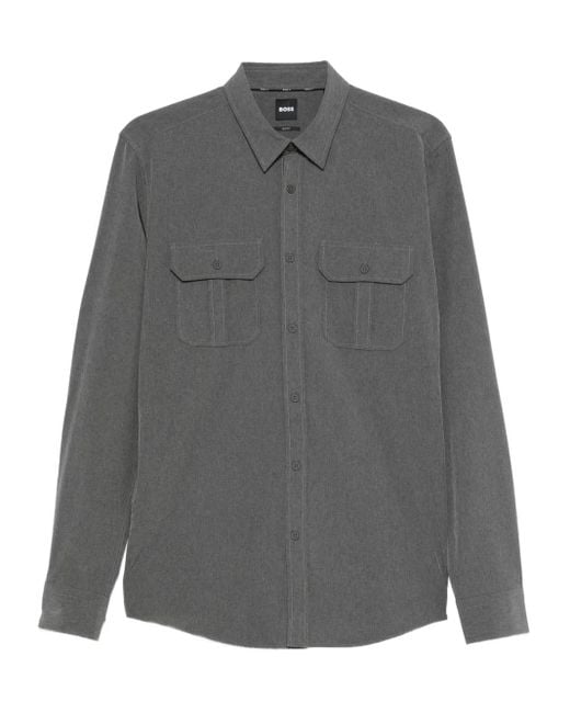 Boss Gray Point-Collar Shirt for men