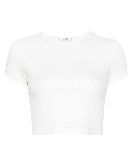 T-shirt crop Savannah di Agolde in White