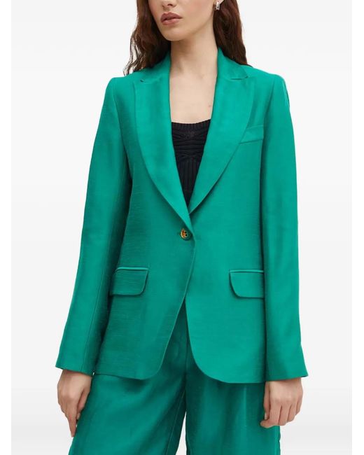 La Petite Francaise Green Voyante Button Flap-Pocket Blazer