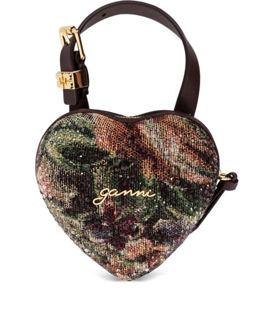 Ganni Black Nano Tapestry Tote Bag