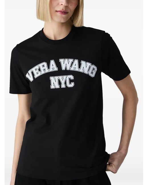 Vera Wang Black T-Shirt College À Manches Courtes En Coton