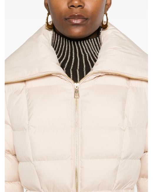 Elisabetta Franchi Natural Quilted Nude Jacket With Golden Zip