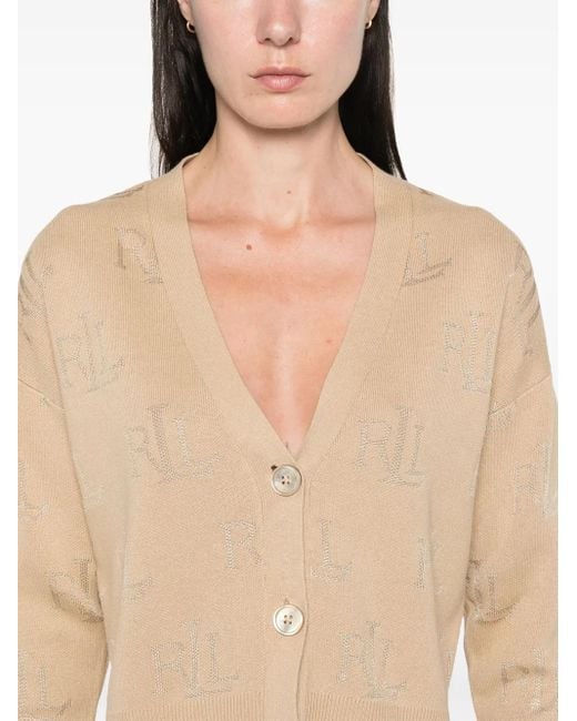 Ralph Lauren Natural Logo-Jacquard Cardigan