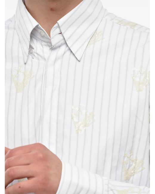 Off-White c/o Virgil Abloh White Sequin-Embroidered Striped Shirt for men