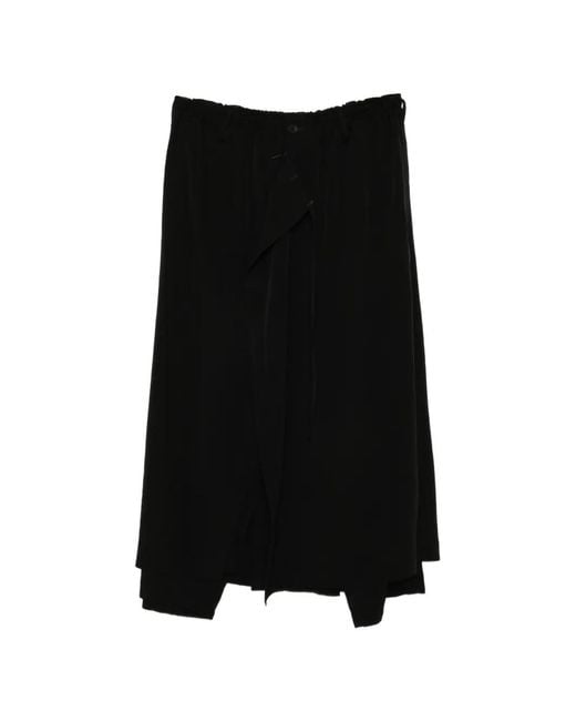 Yohji Yamamoto Black Wrap-Detail Layered Trousers