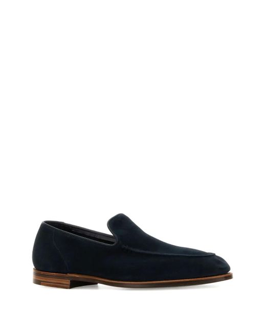 Crockett and Jones Blue Salcombe Suede Loafers for men