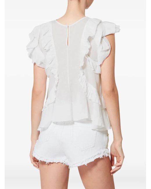 Isabel Marant White Nalou Ruffled Top