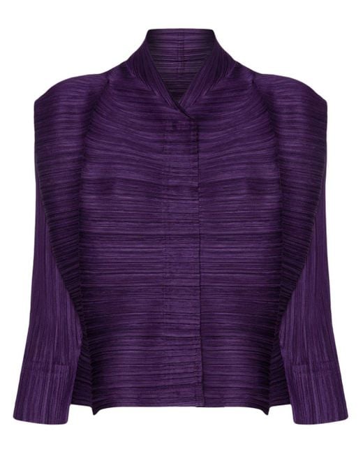 Pleats Please Issey Miyake Purple Thicker Bounce Straight Hem Jacket