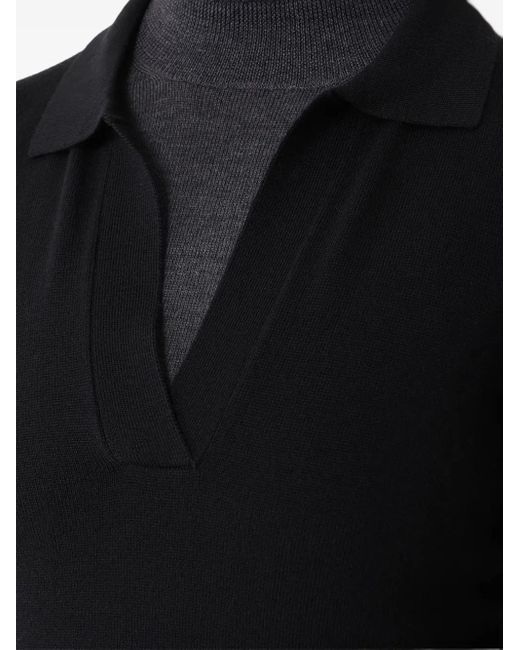 Gran Sasso Black V-Neck Collared Jumper
