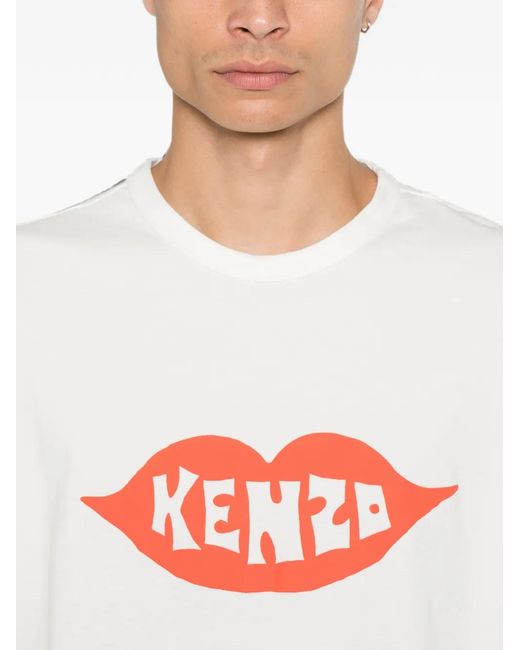 KENZO White Logo-Print T-Shirt for men