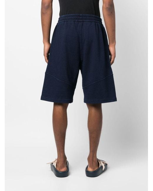 Fendi Blue Embossed-monogram Denim Shorts for men