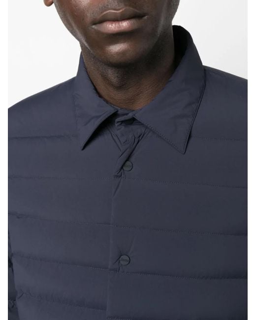 Herno Blue Camicia Button-up Padded Jacket for men