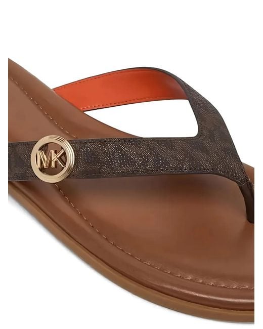 Michael Kors Brown Logo Thong Sandals