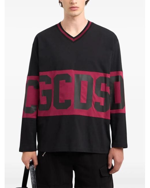 Gcds Black Logo Hockey Long-Sleeve T-Shirt for men