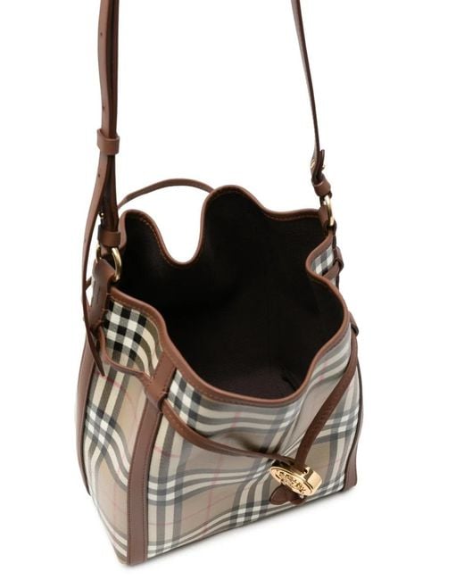 Burberry Natural Small Vintage Check Drawstring Bucket Bag