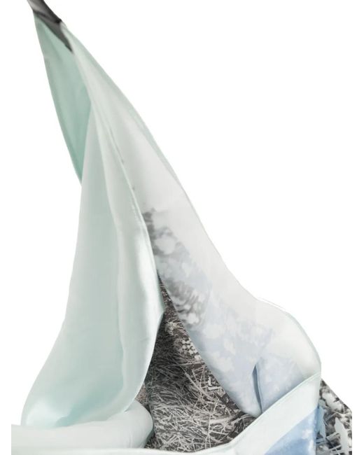 Samsøe & Samsøe White Saelli Landscape-Print Silk Shoulder Bag