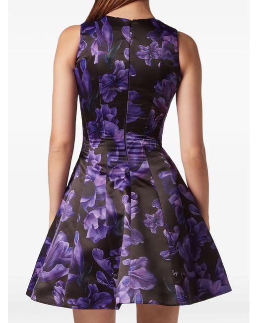 Philipp Plein Purple Duchesse Mini Dress